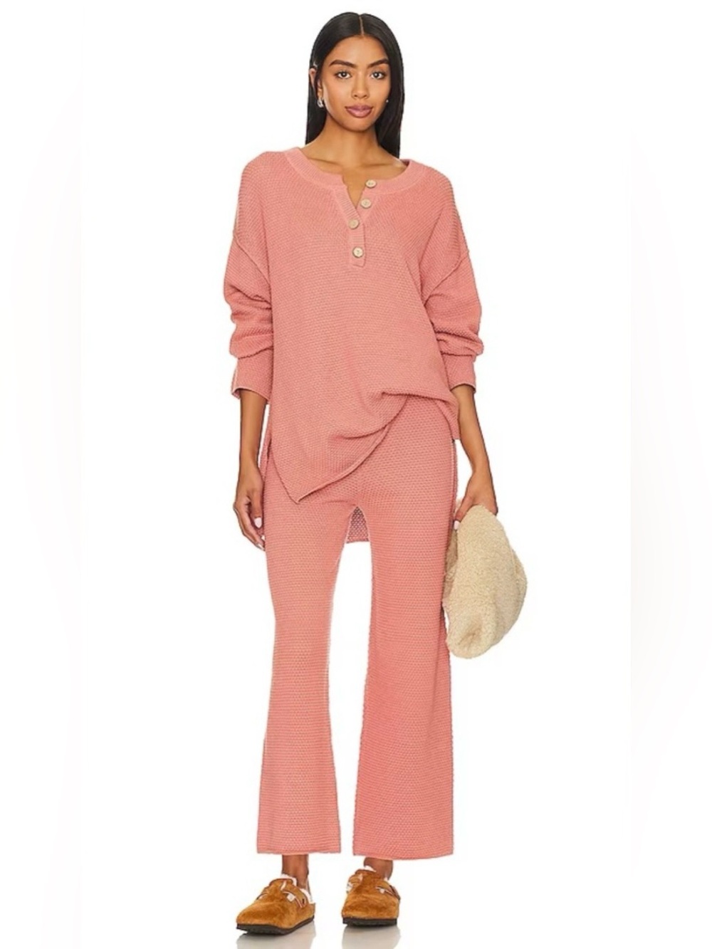 FREE PEOPLE Hailee Cardi Set Pink size Medium